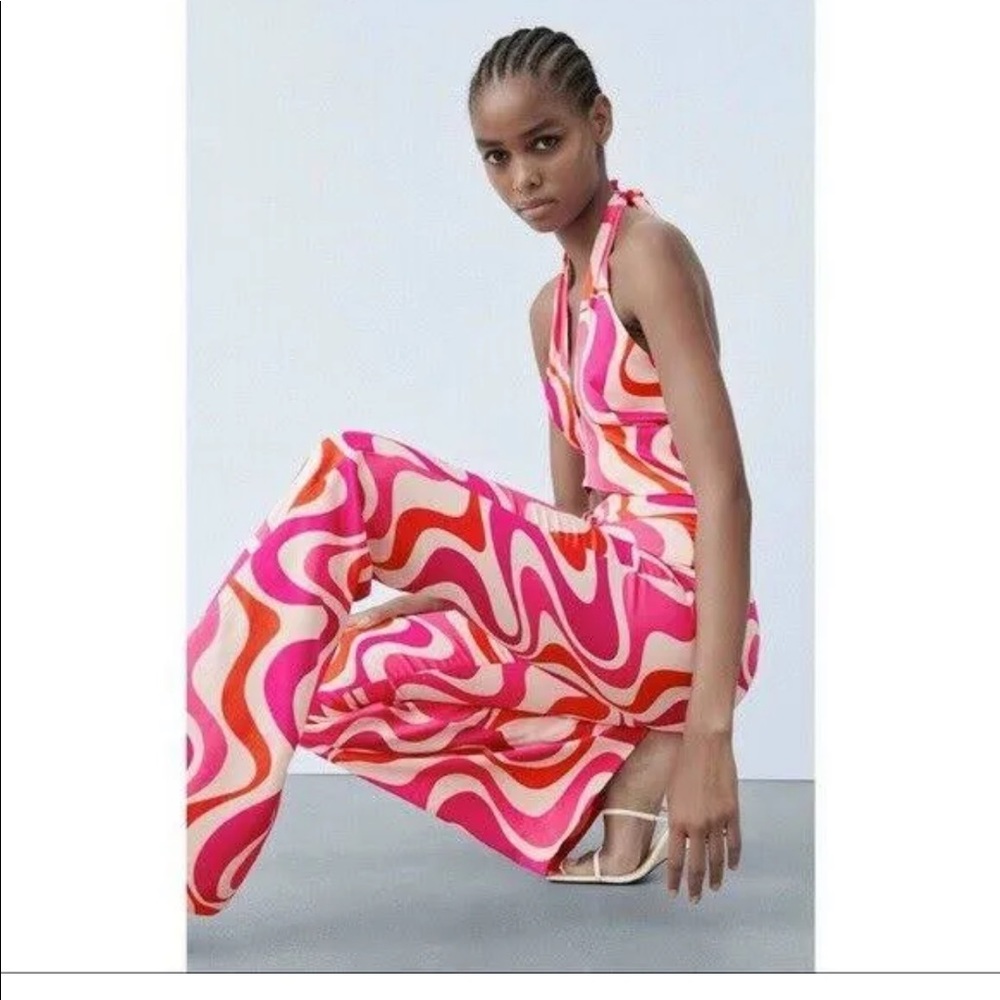 Zara Printed Satin Pants